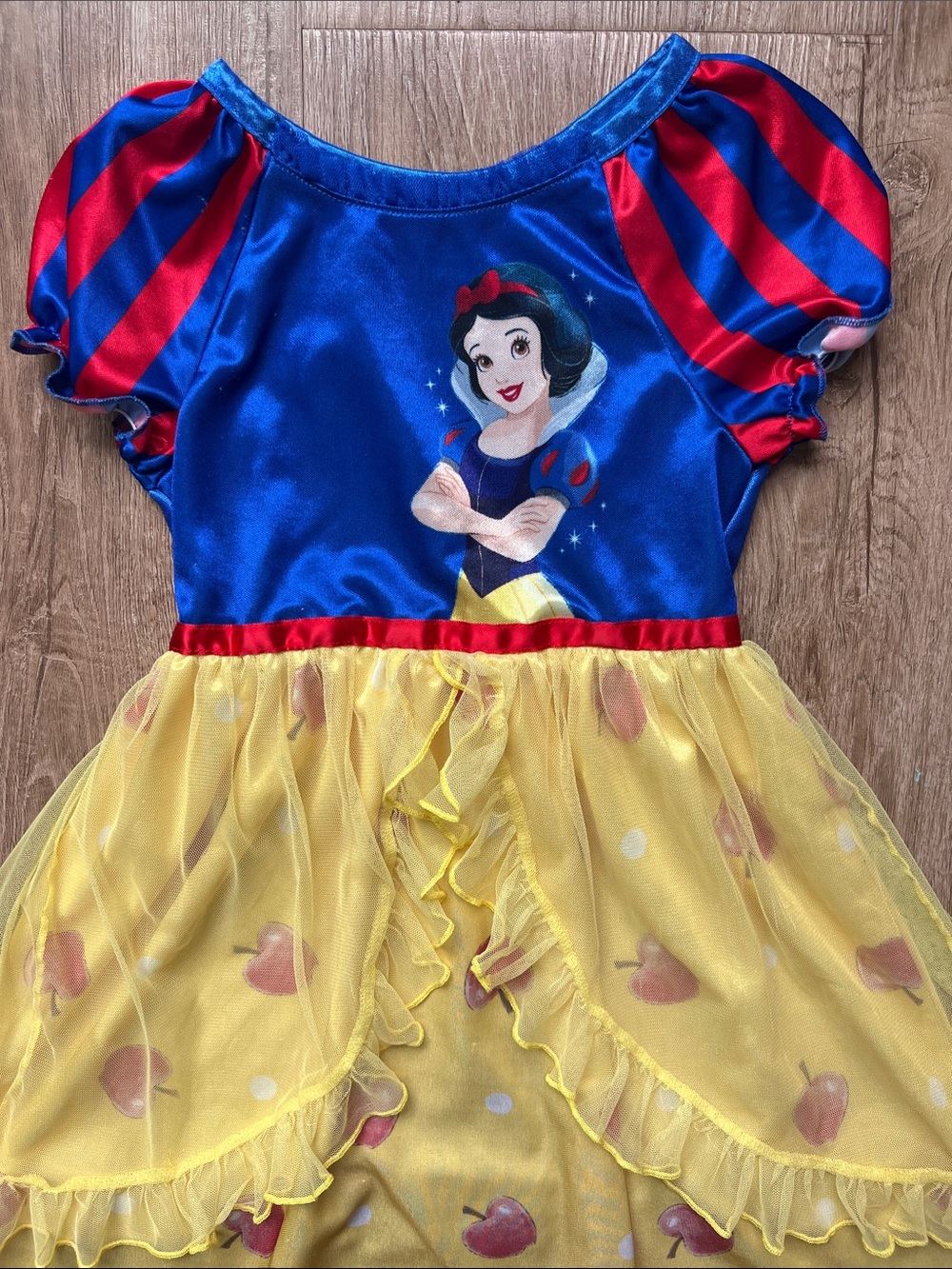 Disney Snow White Girls Nightgown in Royal Blue with Yellow & Red Apples Size 6 - Picture 2 of 16